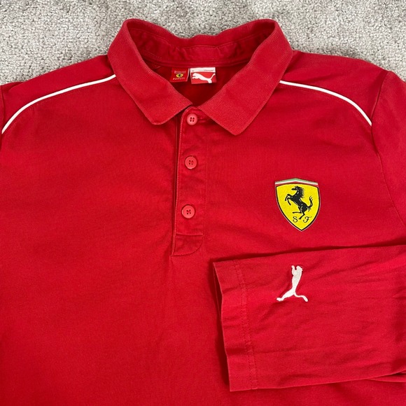Puma Scuderia Ferrari Polo Shirt Mens Extra Large Red Long Sleeve Red